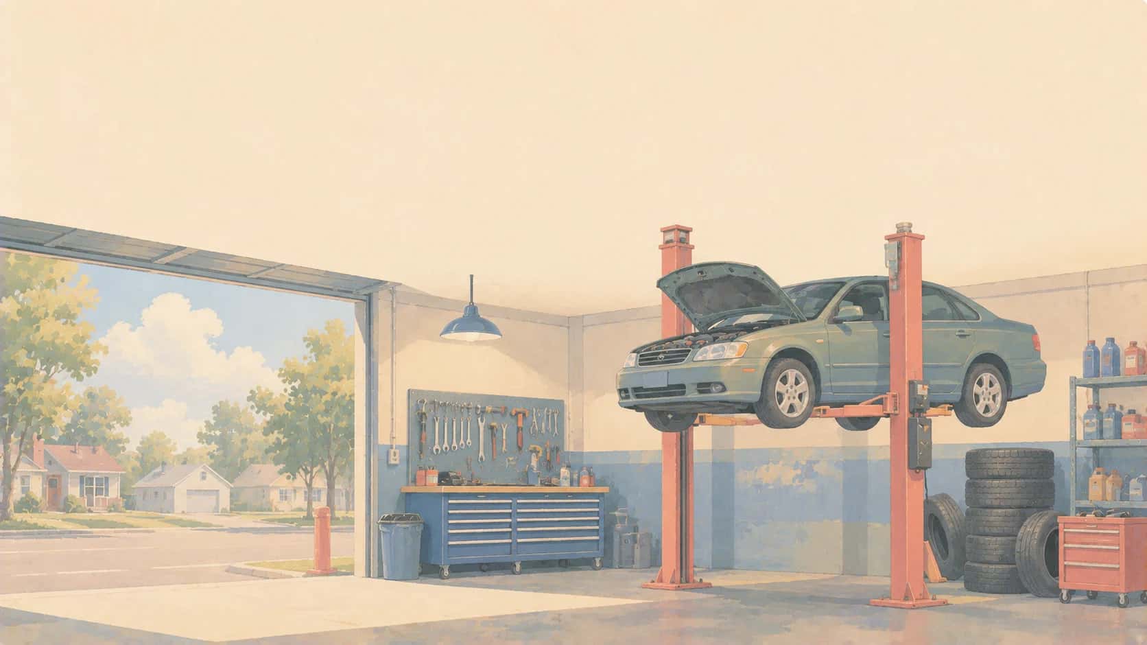 Auto service insurance illustration. Kansas City coverage from PolicyNest KC